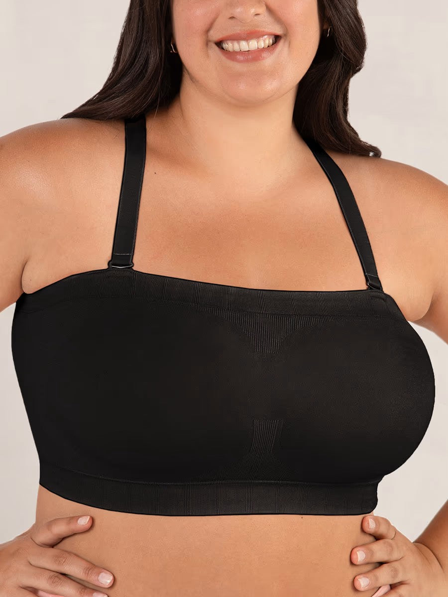Intimo donna: reggiseno fascia seamless, comfort superiore senza spalline, essenziale.