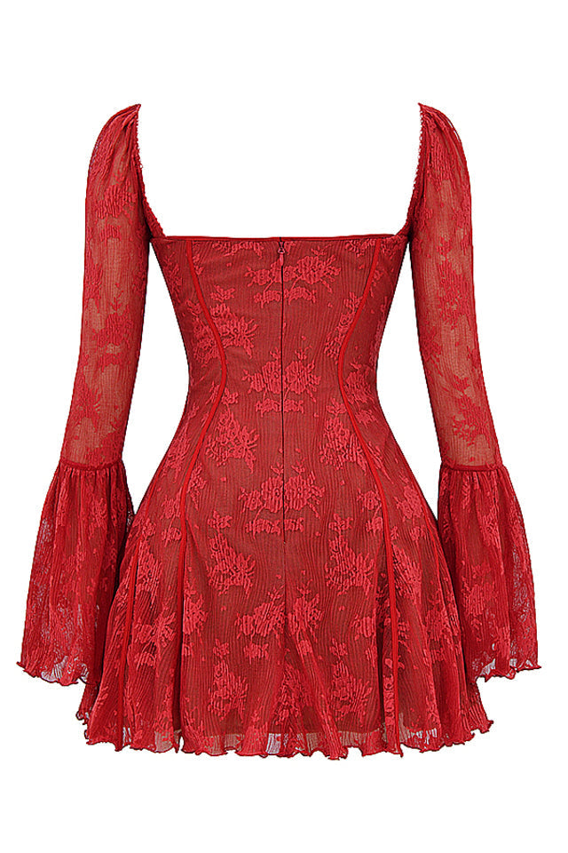 Vestito mini autunnale a maniche lunghe, da donna, con tocco vintage ed elegante.