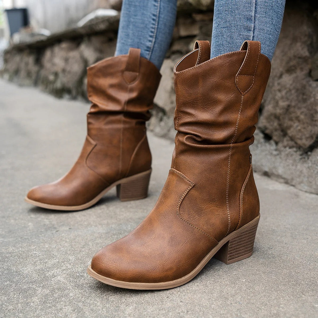 Stivali da donna ortopedici stile cowboy, con supporto piedi e comfort duraturo per moda quotidiana.