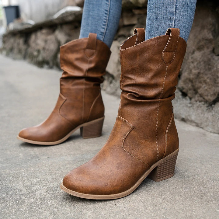 Stivali da donna ortopedici stile cowboy, con supporto piedi e comfort duraturo per moda quotidiana.