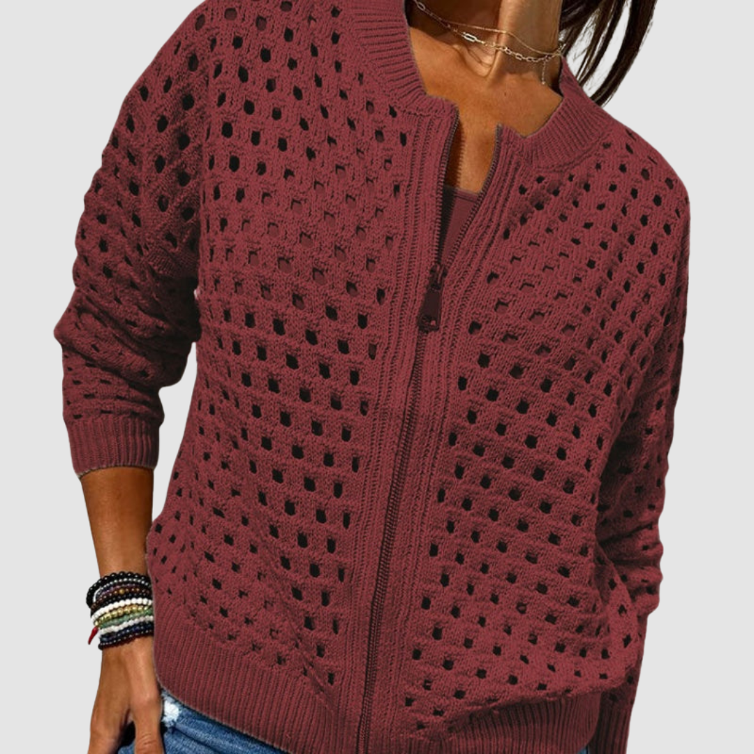 Cardigan donna elegante con bottoni frontali, ideale per un look raffinato e confortevole per primavera e autunno.