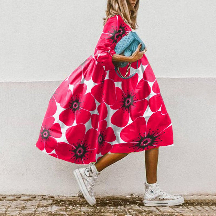 Abito maxi floreale estivo da donna, stile casual-elegante, perfetto per la moda estiva e il giorno.