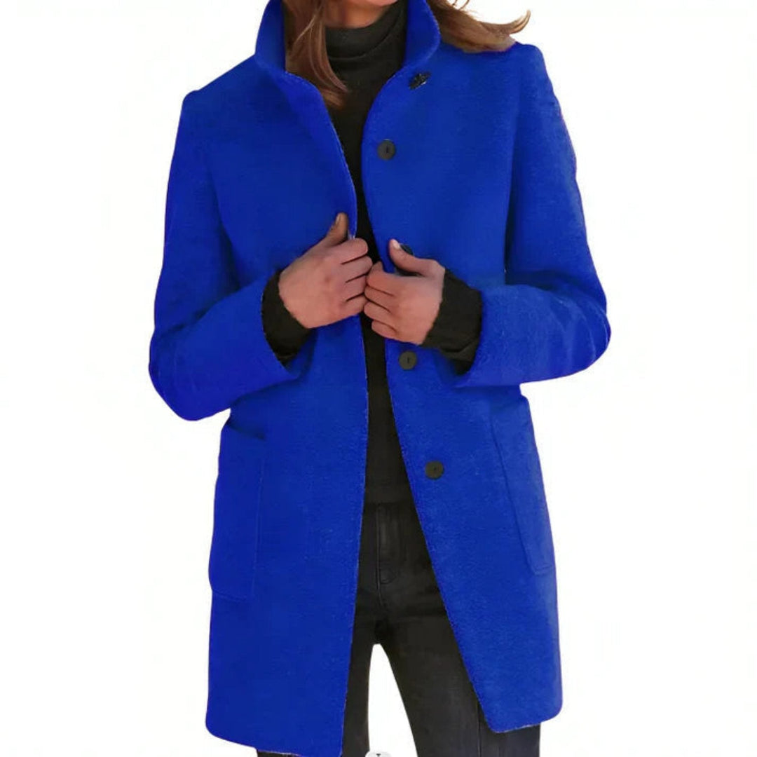 Giacca invernale da donna monocromatica, outwear caldo e accogliente per l'inverno, stile elegante e confortevole.