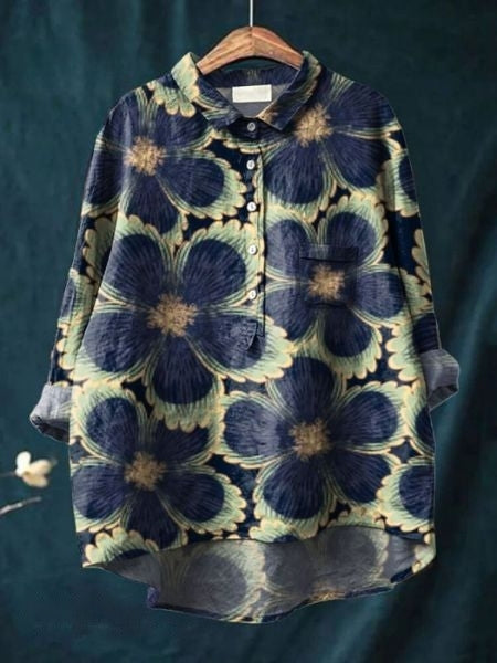 Blusa a fiori elegante da donna, ideale per l'ufficio e occasioni speciali in primavera.