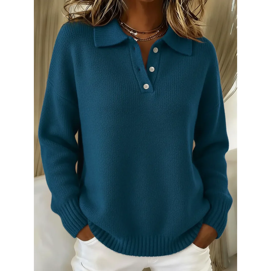 Polo donna casual a maniche lunghe per massimo comfort. Un capo essenziale e versatile per la moda autunno inverno.