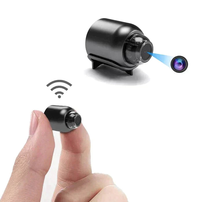 Piccola telecamera di sorveglianza WiFi interna HD per smart home con rilevamento movimento.