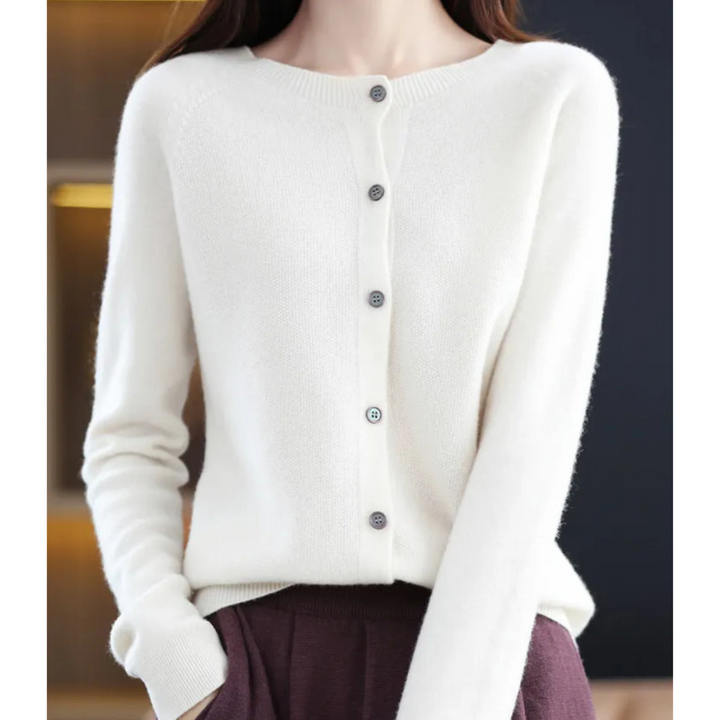 Cardigan donna a strati, scollo tondo. Moda autunno/inverno, per comfort quotidiano ed eleganza.