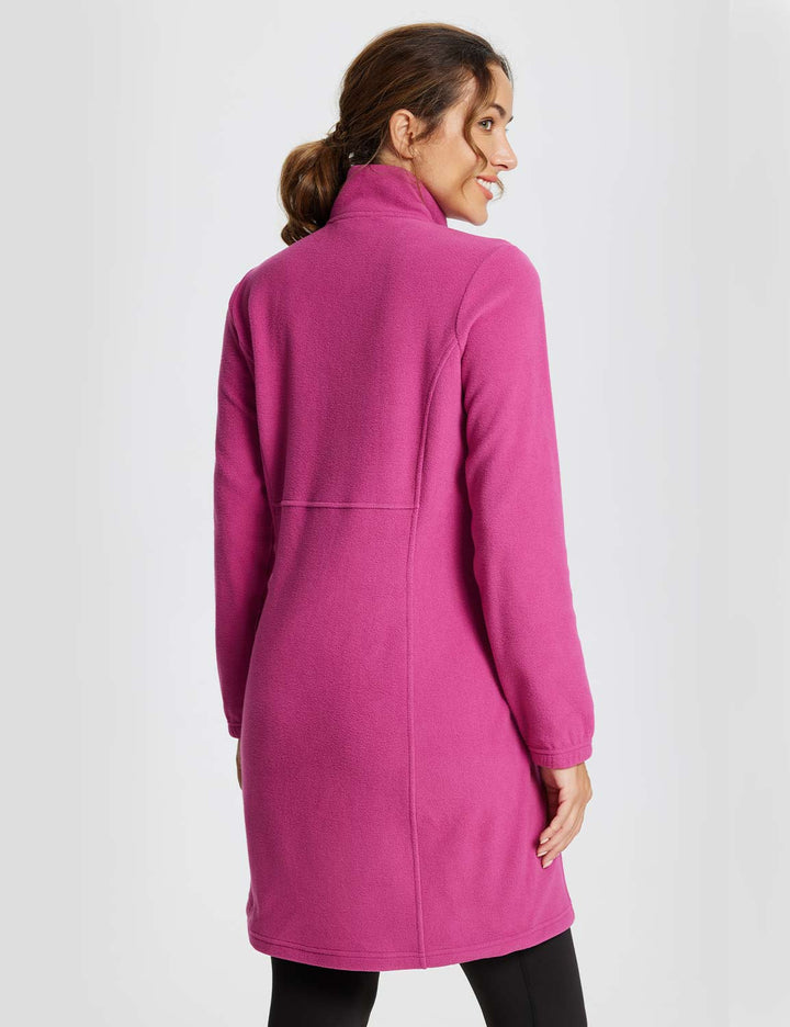 Comodo abito tunica invernale donna. Mezza zip, collo alto e tasca. Vestito casual perfetto per autunno.