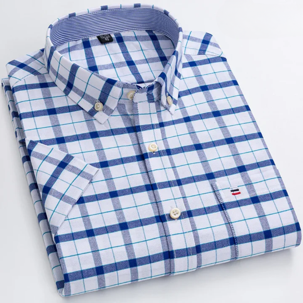 Camicia uomo elegante con motivo classico distintivo, maniche lunghe. Perfetta per abbigliamento formale e casual chic.