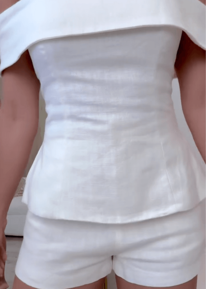 Ensemble donna due pezzi in misto cotone, look elegante e confortevole per l'estate.