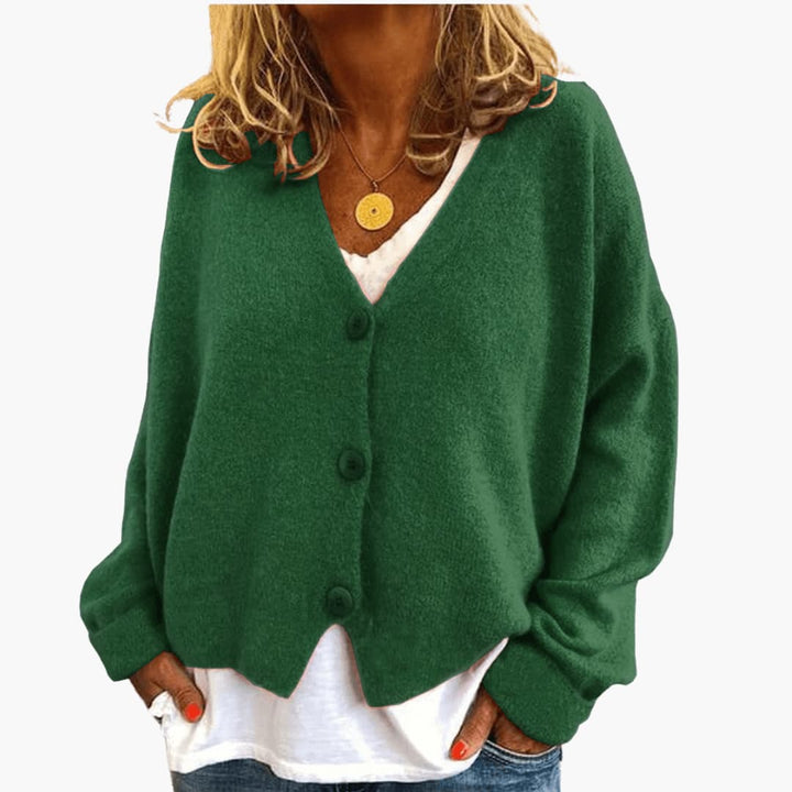 Cardigan donna a maniche lunghe, perfetto per outfit casual o eleganti, stile quotidiano.