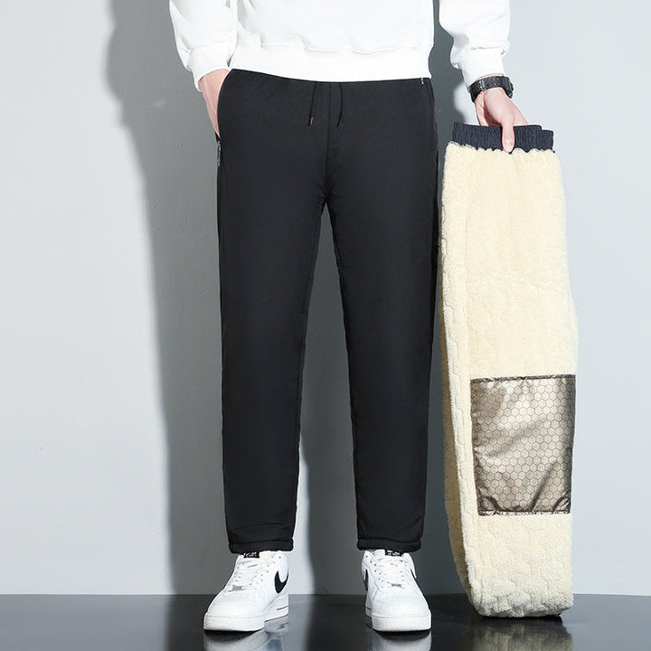 Pantaloni uomo neri invernali caldi, streetwear. Massima comodità e stile antifreddo, perfetti per l'inverno.