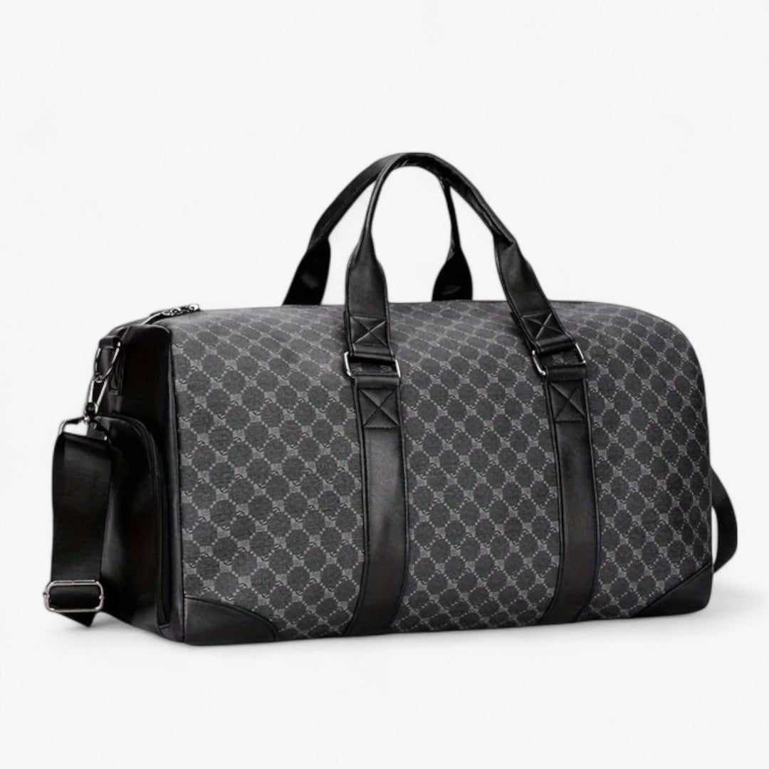 Borsone da viaggio unisex multiscomparto con motivo foglie, ideale per organizzare il bagaglio comodamente.