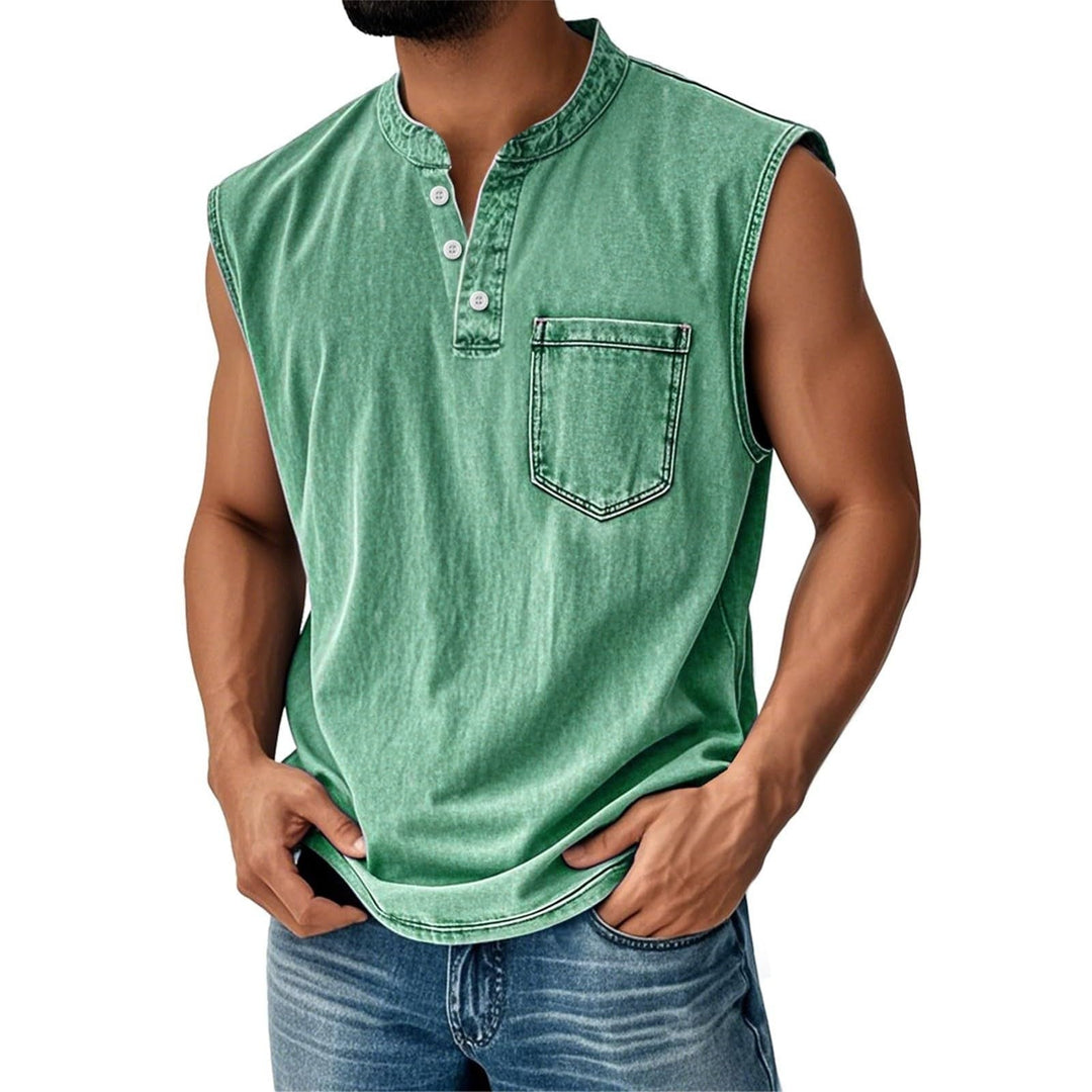 Canotta casual uomo slim-fit, patchwork moderno primavera estate. Ideale per la moda maschile e il comfort sportivo.