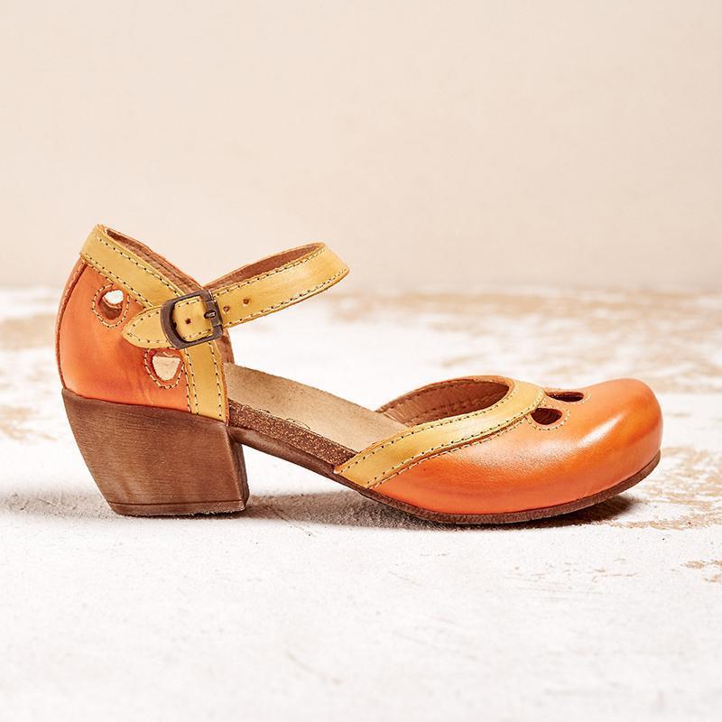 Comodi sandali donna con tacco basso a blocco, cinturino caviglia. Calzature femminili ideali per stile e comfort casual.