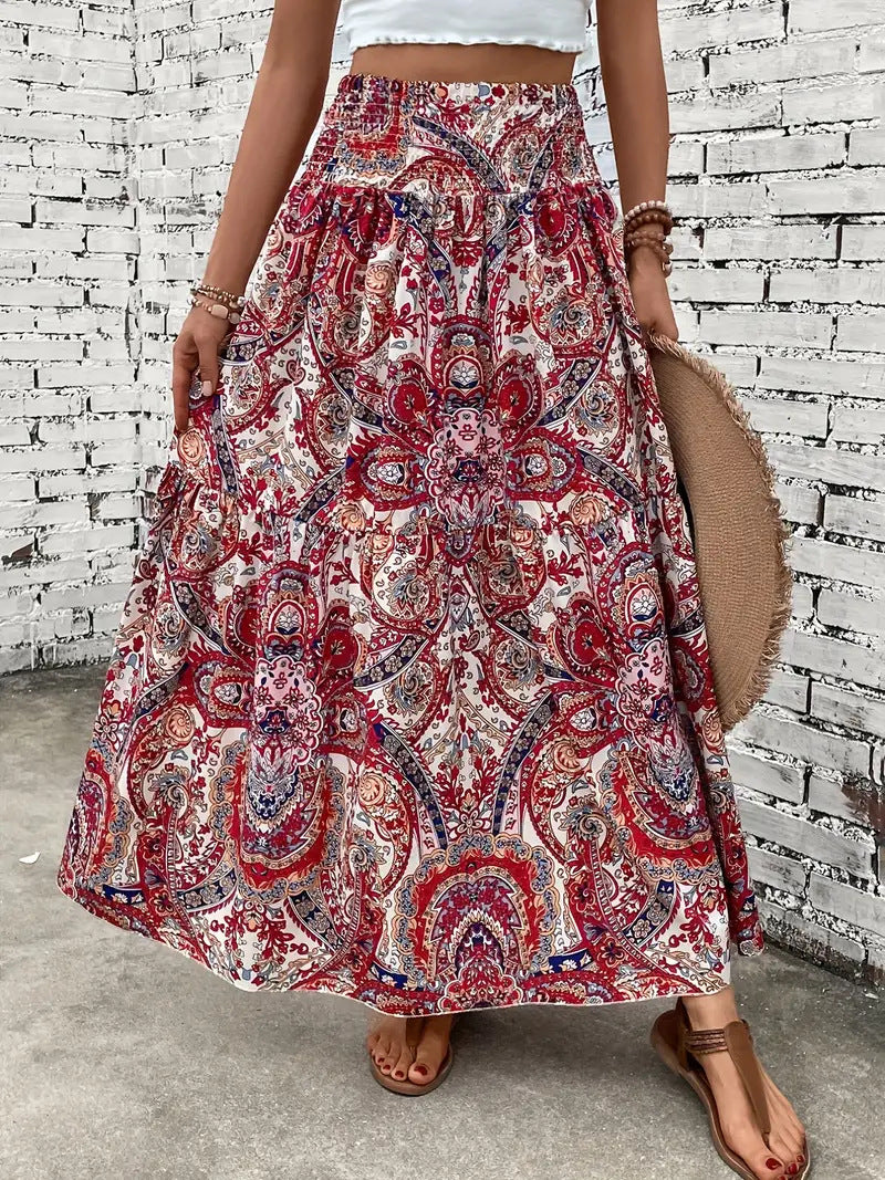 Gonna floreale primavera estate donna, stile boho-chic, vestibilità comoda e versatile.