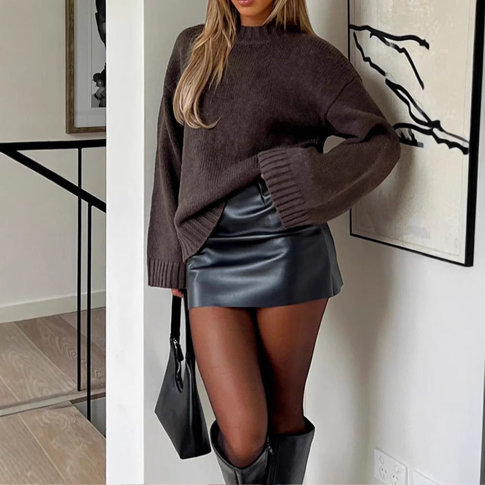 Maglione pullover donna a manica lunga, comodo e casual, perfetto per autunno inverno.