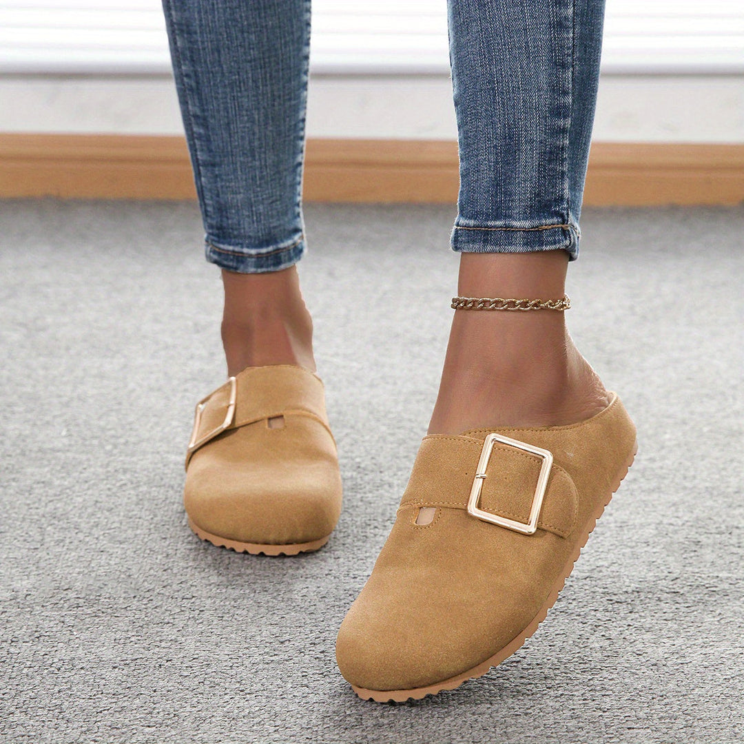 Scarpe mules eleganti donna con fibbia, perfette per camminare con stile e comodità.