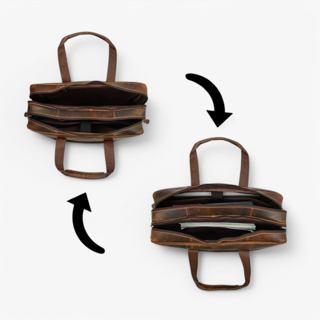 Tracolla portadocumenti marrone unisex, ideale per lavoro e viaggi d'affari.