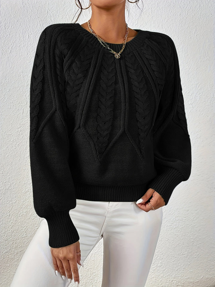 Maglione da donna: trecce intricate, maniche a palloncino. Per un comfort elegante.