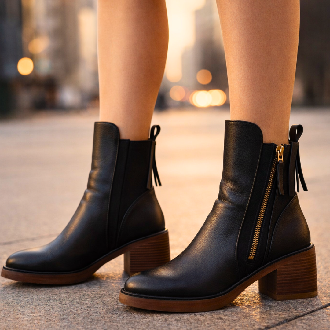 Stivaletti donna in pelle con tacco, un must-have elegante per la moda femminile.