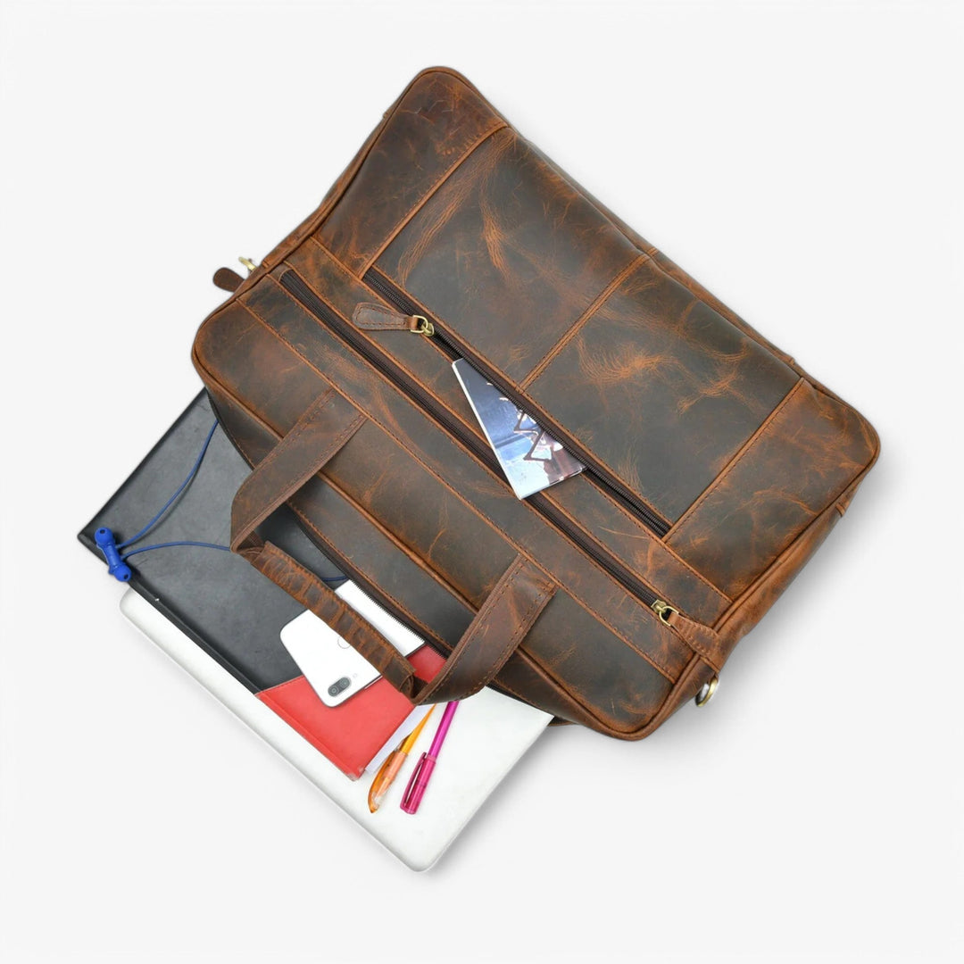 Portadocumenti elegante marrone, unisex e funzionale per professionisti.