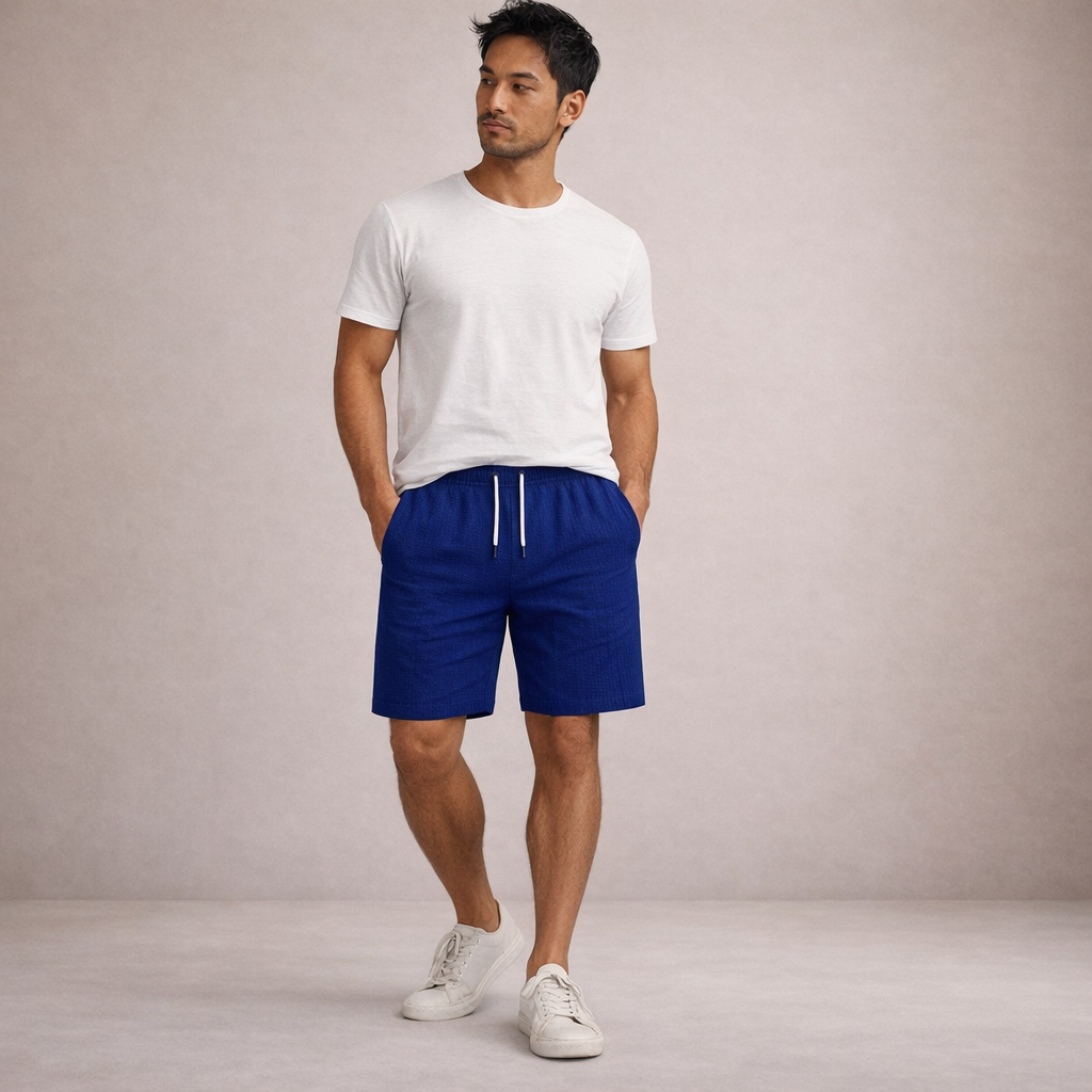 Pantaloncini uomo estivi, leggeri e pratici, con vita regolabile, ideali per l'estate e sport.