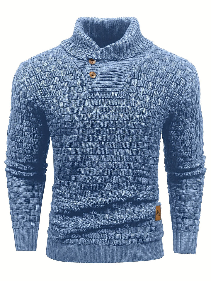 Collo a sciarpa: maglione uomo invernale elegante e molto caldo, in grigio melange.