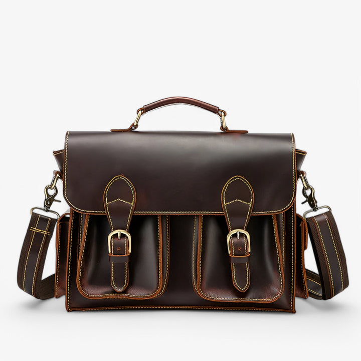 Borsa portadocumenti unisex marrone stile retrò. Elegante e funzionale per lavoro, ufficio o viaggi. Accessorio essenziale.