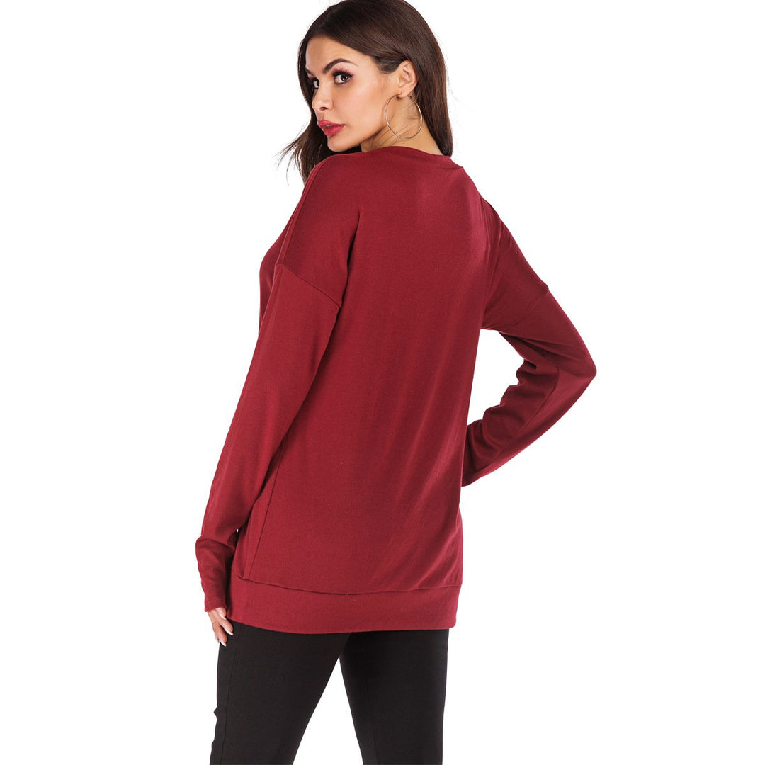 Pullover donna casual, scollo rotondo, design a tinta unita per versatilità.