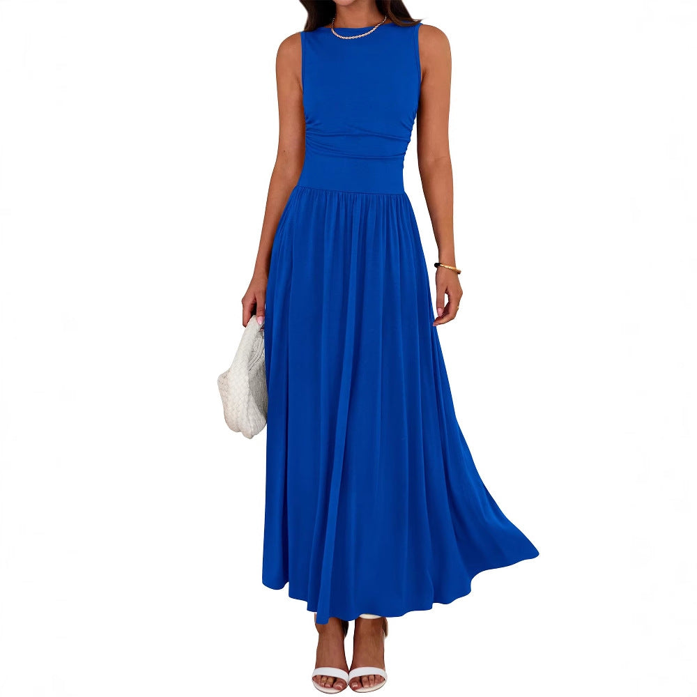 Vestito lungo estivo casual da donna, modello fluido e pratico con tasche. Ideale per vacanze e relax.