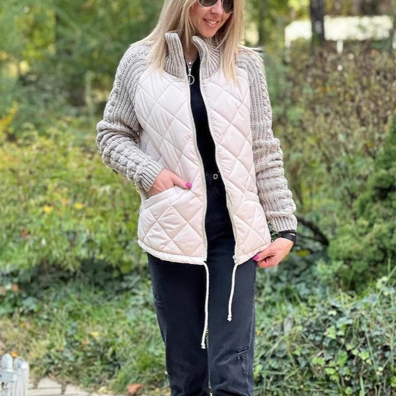 Giacca donna trapuntata calda, collo alto, per l'inverno, stile casual ed elegante, massimo comfort.