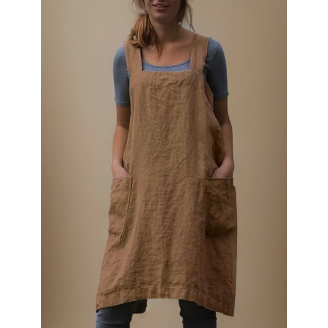 Vestito da giorno donna in stile grembiule, comodo e casual. Perfetto per la primavera, con pratiche tasche.