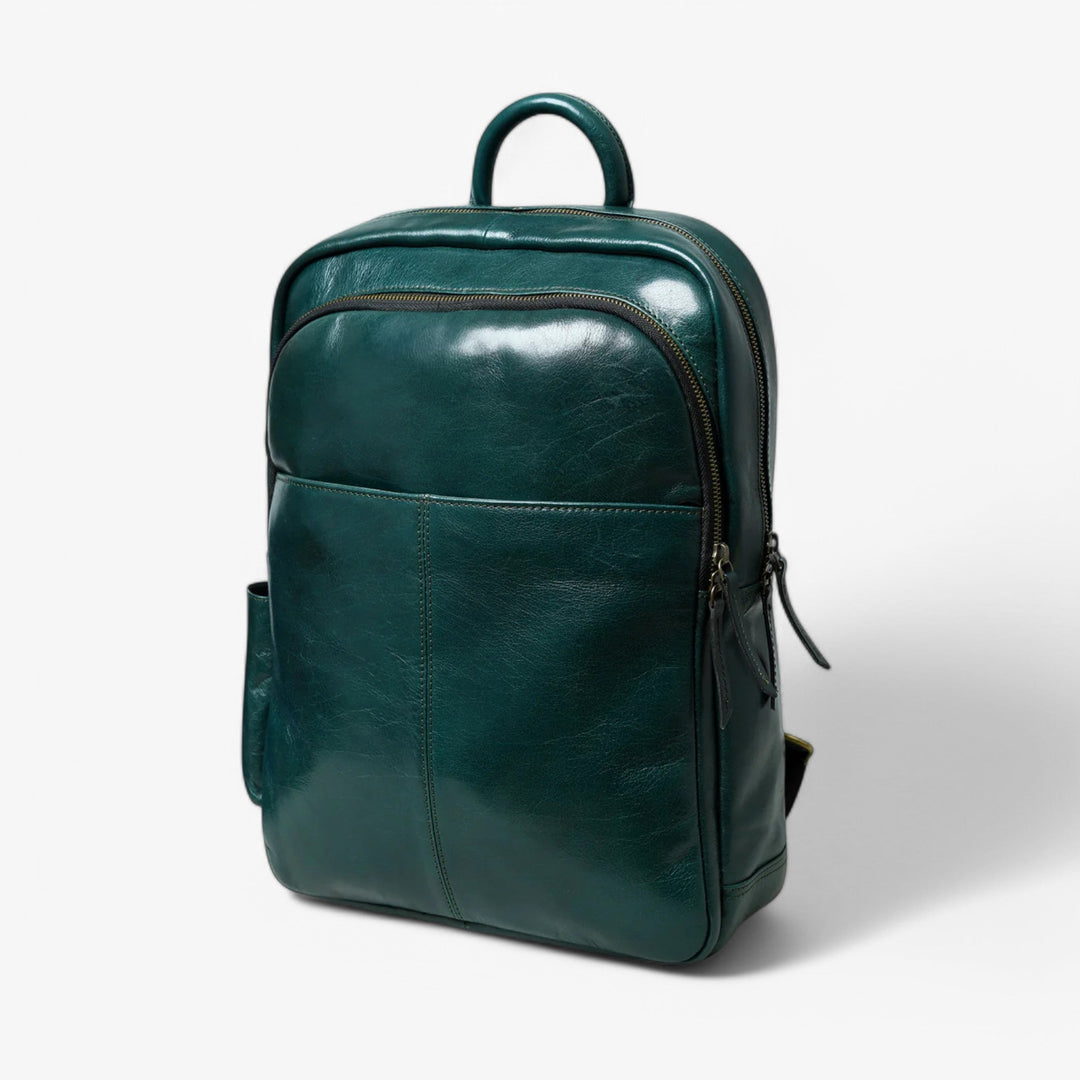 Elegante zaino verde per donna, stile minimal. Ideale come borsa quotidiana o da viaggio.