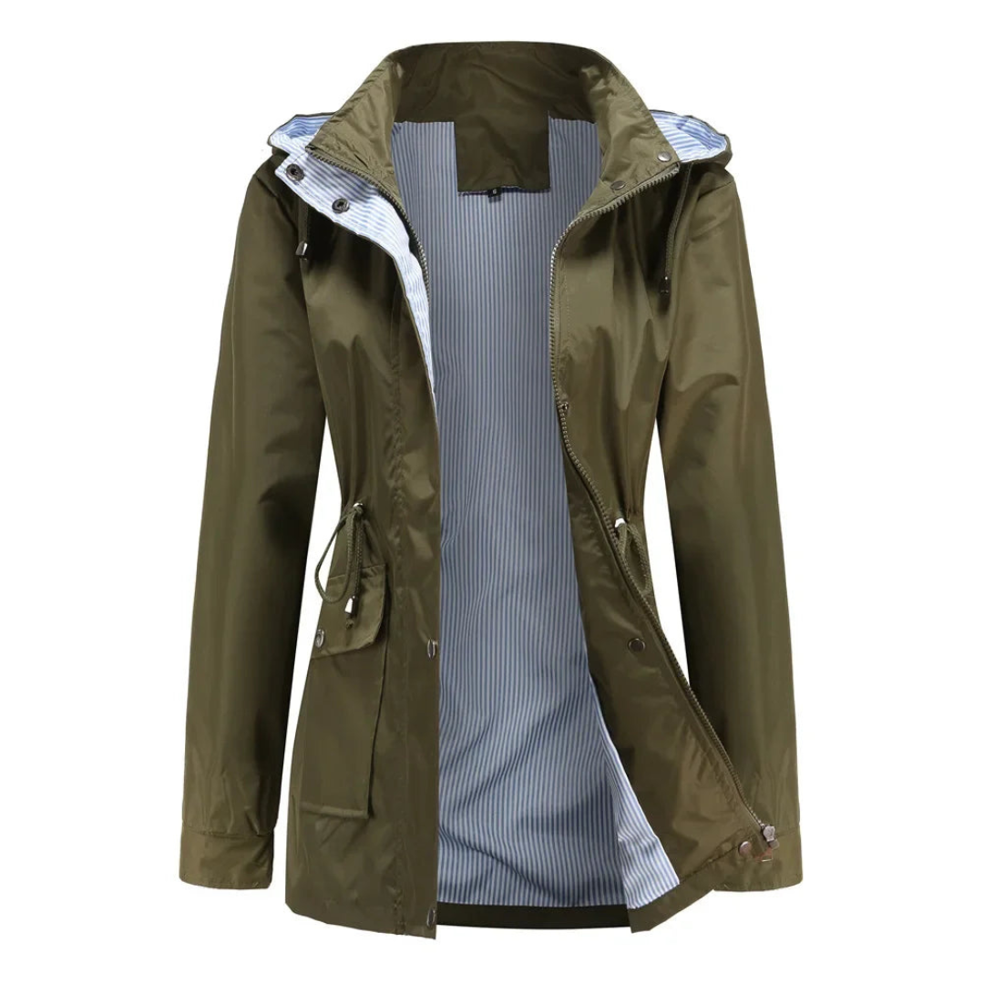 Trench impermeabile donna elegante e versatile, perfetto per primavera e autunno.