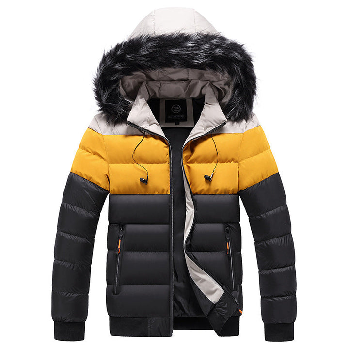 Giacca puffer invernale da uomo con cappuccio, calda e resistente al freddo, perfetta per l'outdoor.