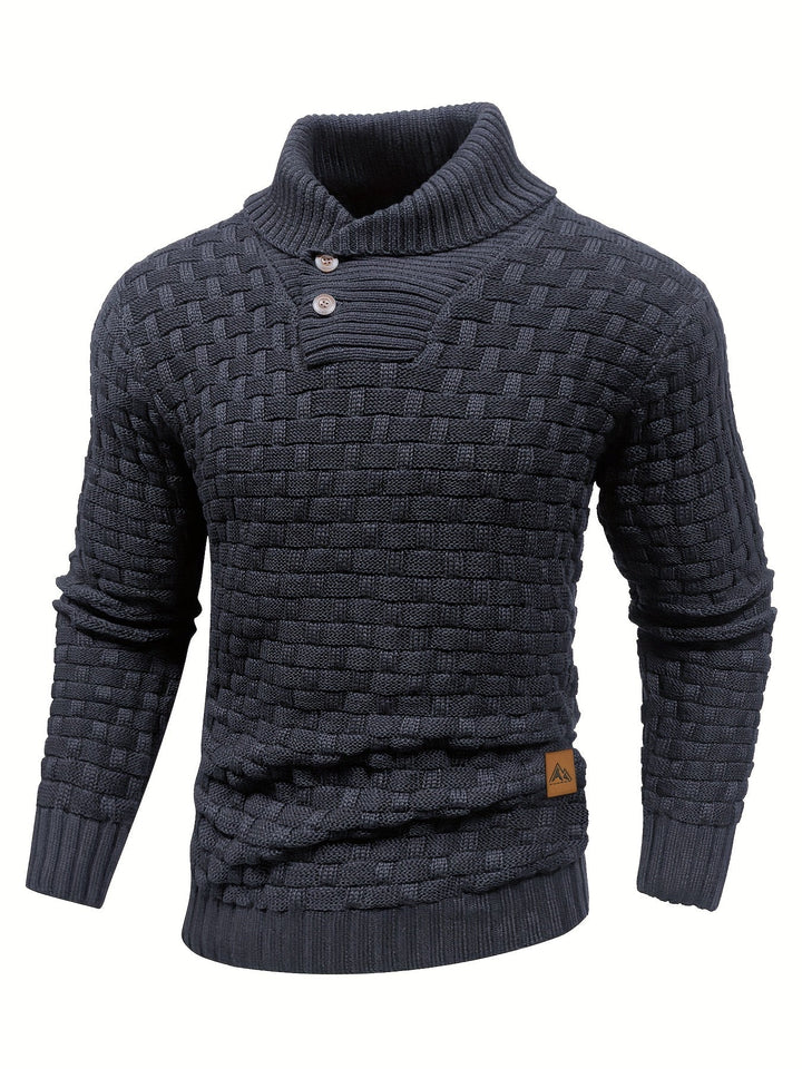 Maglia uomo invernale, collo a sciarpa, per un look sofisticato e caldo, impeccabile.