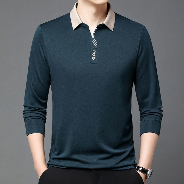 T-shirt uomo in tessuto leggero e traspirante, colletto revers. Comfort estivo garantito.