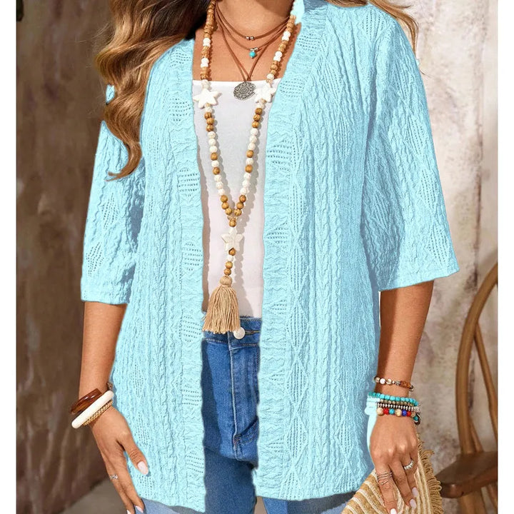 Nuovi arrivi: cardigan donna traforato, leggero con maniche 3/4, ideale per giornate miti.