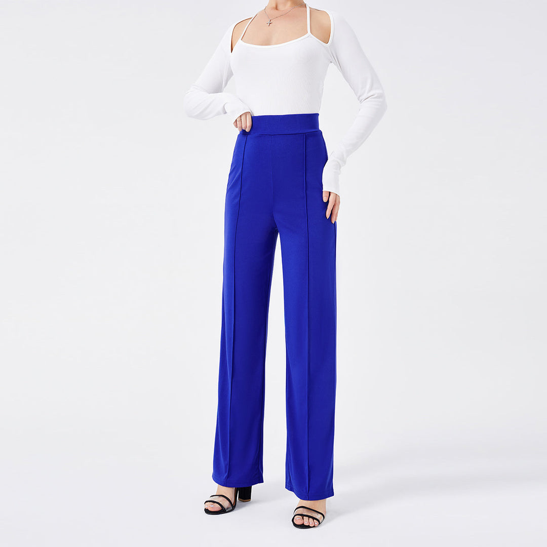 Pantaloni a zampa donna bianchi vita alta, slim fit, per un look fresco ed elegante.