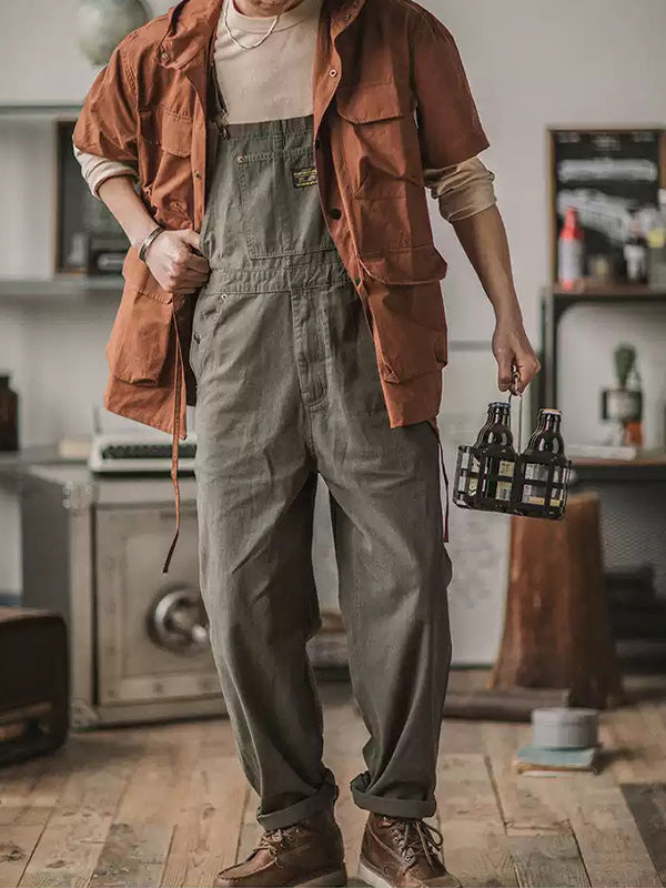 Salopette unisex versatile, design retrò comodo per abbigliamento lavoro e tempo libero.