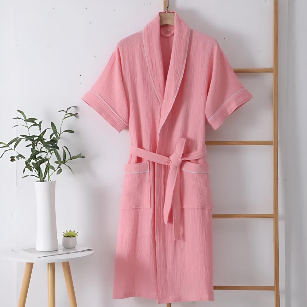 Kimono accappatoio unisex in cotone traspirante, perfetto per la casa e le giornate estive di relax.