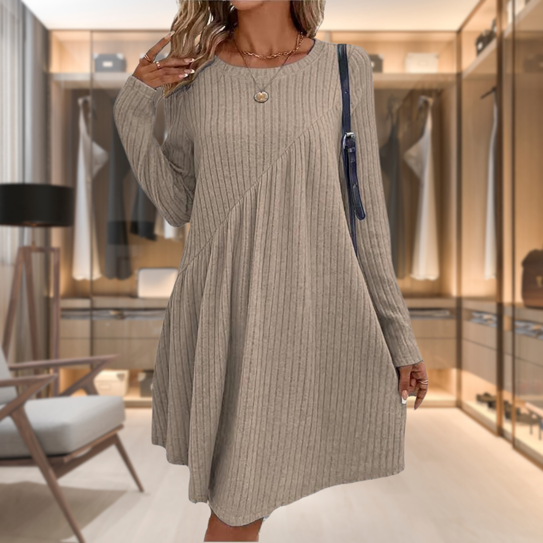 Vestito lungo donna con maniche lunghe, design versatile per look casual o eleganti, ideale per ogni giorno.