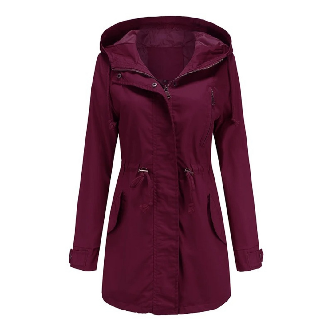 Giacca leggera da donna con cappuccio, ideale per vento e pioggia in primavera e autunno.