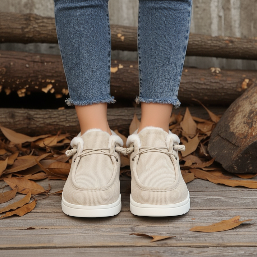 Stivali donna invernali casual, slip-on neri con battistrada antiscivolo, perfetti per passeggiate invernali.