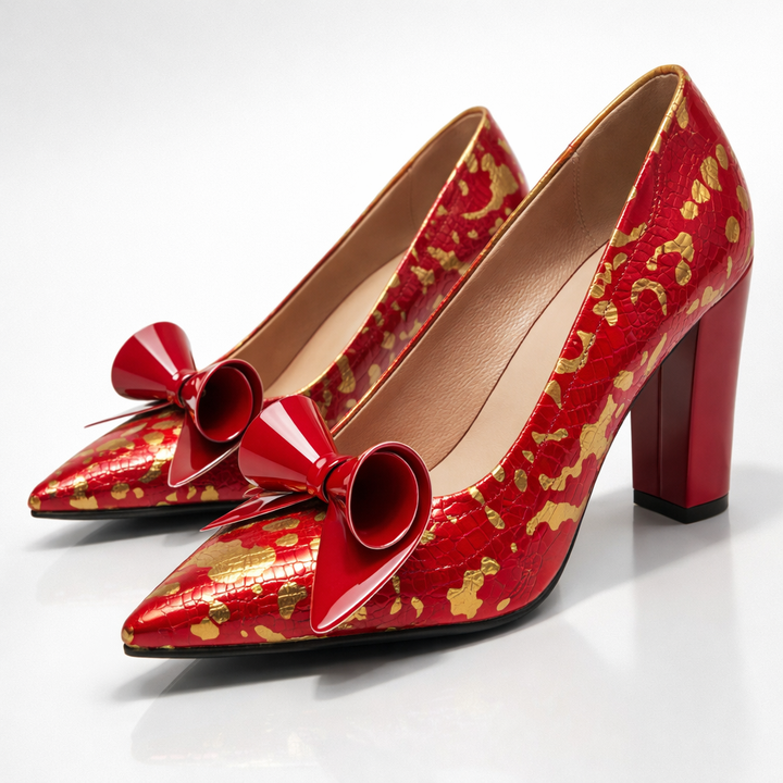 Moda donna: décolleté a punta affusolata e tacco largo per stabilità ed eleganza. Accessorio versatile per ogni evento.