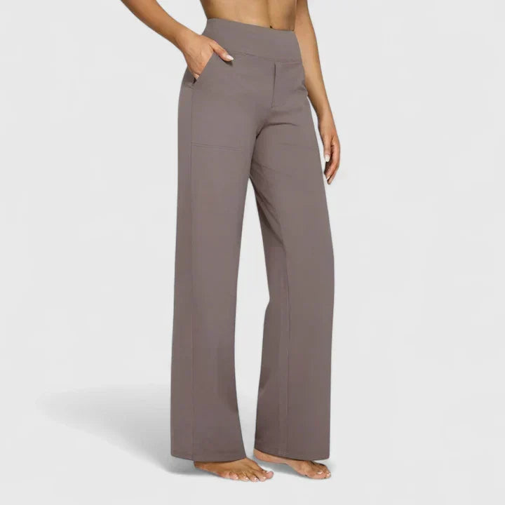 Pantaloni donna multi-colore a vita alta, gamba dritta, versatili per ogni occasione e tendenza moda.