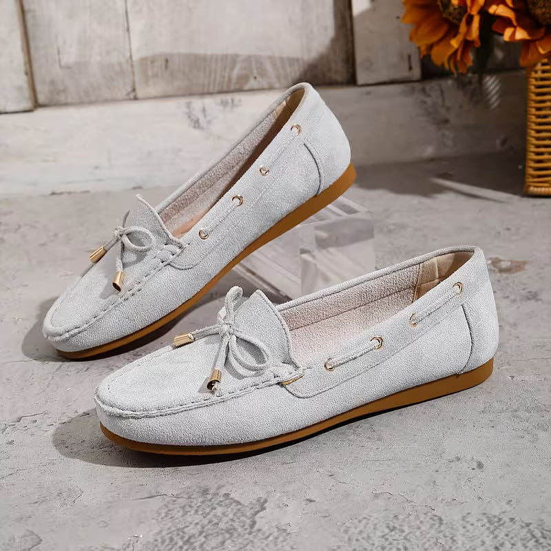 Mocassini donna casual chic con fiocco, scarpe comode e versatili per ogni giorno con stile.