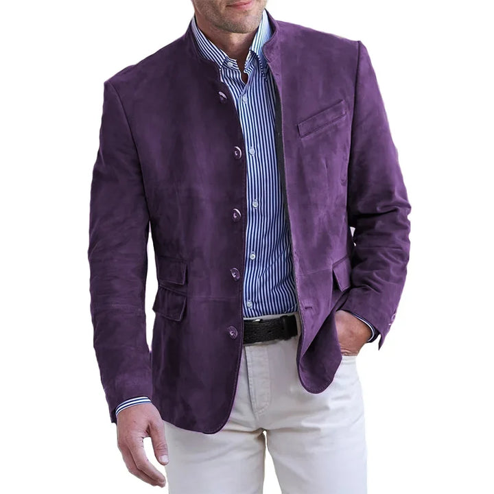 Giacca blazer uomo autunnale in tessuto strutturato, elegante e confortevole per la stagione fredda. Moda uomo.