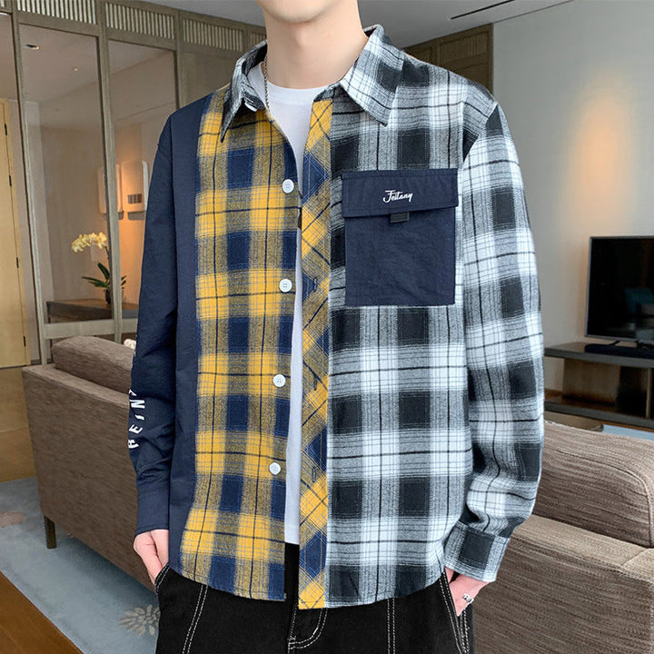 Camicia da uomo a maniche lunghe scozzese, motivo a quadri classico. Perfetta per look casual ed elegante.